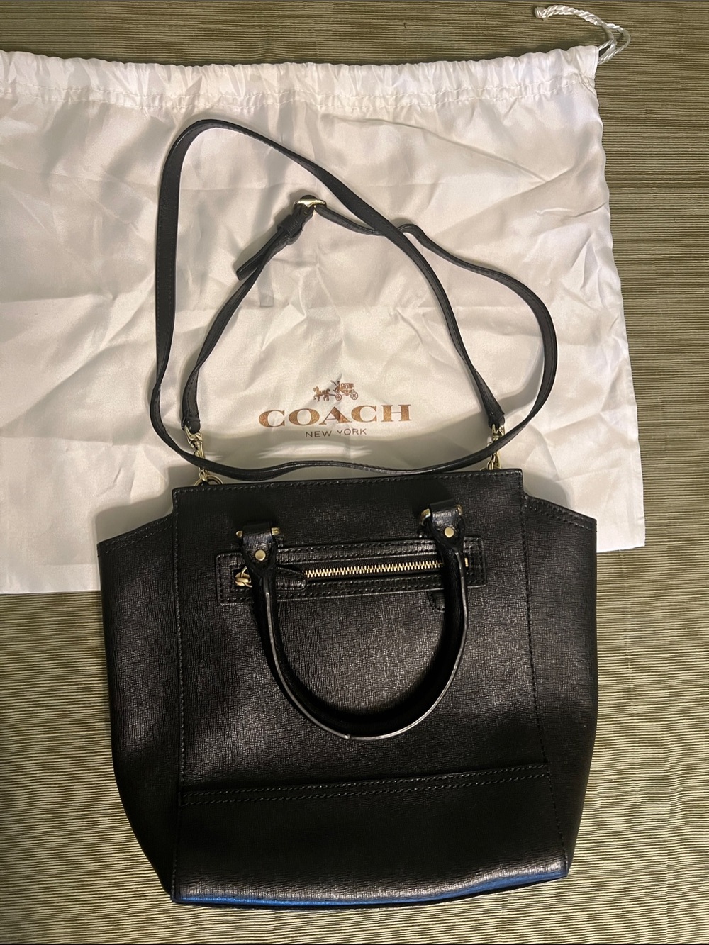 Coach Black Crosshatch Leather Legacy Mini Tanner Crossbody Bag with Dust Bag